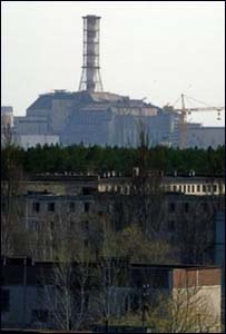  Vista do reator número 4 de Chernobyl