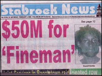 Rondel Rawlins na capa do jornal Stabroek News