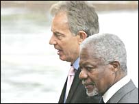 Ông Kofi Annan cùng Thủ tướng Anh Tony Blair kêu gọi đưa thêm lực lượng quốc tế vào Lebanon