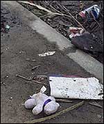 A flood-ruined teddy bear