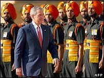 O presidente dos EUA, George W. Bush, na Índia 