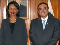 صدر زرداری اور  کونڈولیزا رائس 