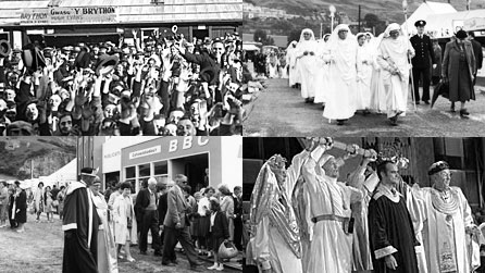 Yr Eisteddfod yn ymweld â Machynlleth (1938), Glynebwy (1958), Drenewydd (1965) a'r Faenol (2005)