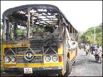 A burnt bus in Jaffna (Library photo)