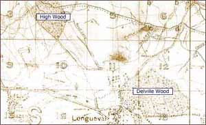 Map of New Zealand Memorial site as it was at the time of the Somme