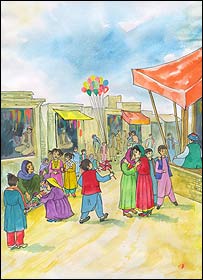 کودکان با هم عید مبارکی می کنندو