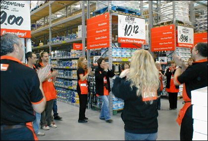 B and Q Hereford staff doing the Hokey Cokey