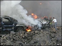 Hariri'nin öldürüldüğü suikasta ilişkin olay yeri görüntüsü