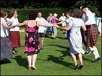 People dancing outside