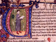 Illuminated manuscript of the prologue to 'The Canterbury Tales'