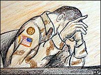 Ilustração de Armin J. Cruz no tribunal