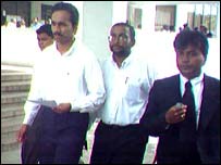 MP Sunil Handunnetti (L) in the court (Library photo)