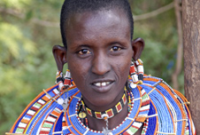 A tribal woman in the Amboseli National Park in Kenya