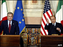 George W. Bush e Silvio Berlusconi