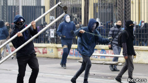 Protesta estudiantil en Santiago de Chile, agosto de 2012
