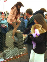 Climbing a fence at Aintree
