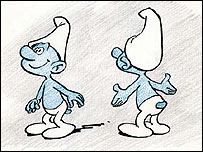 O primeiro desenho definitivo de um Smurf feito por Peyo em 1958