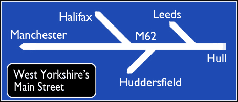 map of M62 from Hull to Manchester
