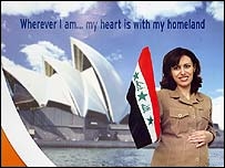 Ülke dışında yaşayan Iraklılar'ı temsil eden bir poster