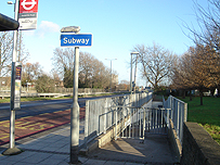 The subway underpass at Eastern Avenue, on the border of Chadwell, Redbridge and Chadwell Heath, Barking and Dagenham.
