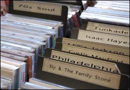 Racks of CDs in Selectadisc