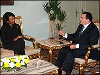 Condoleezza Rice ve Hüsnü Mübarek