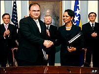 Bosnalı liderler ve ABD Dışişleri Bakanı Rice