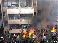 آتش سوزی سفارت دانمارک در دمشق 