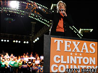 Hillary Clinton durante campanha no Texas