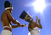 Akhenaten and Nefertiti worshipping the Aten, the visible sun-disk