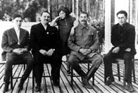 Photograph showing Andrey Zhdanov with Stalin