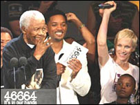 Nelson Mandela durante show no Hyde Park