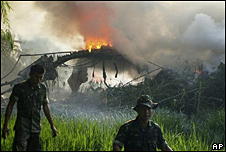 Remains of the plane after fatal crash