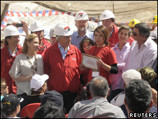 El presidente de Chile, Sebastián Piñera, en un acto cerca de la mina de Copiapó