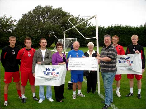 People on a football field