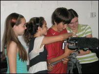 Checking out the footage we've shot so far