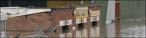 Flooding at Gloucester City AFC's Meadow Park home