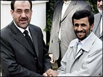 इराक़ी राष्ट्रपति अहमदीनेजाद और ईरानी प्रधानमंत्री मलिकी