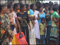 Relatives of those arrested in Jaffna in a protest (file photo)
