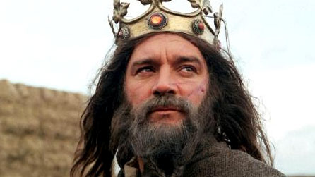 Image of an actor playing King Arthur in a 2002 BBC documentary