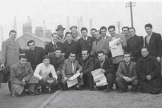 Group of Italians outside a hostel