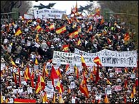 Manifestantes em Madri