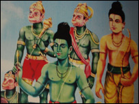 एक मंदिर में लगी राम की पेंटिंग