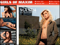 Reprodução do site da revista Maxim com ensaio com soldadas 