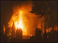 York Minster on fire