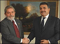 Lula e Francisco Garcia Sanz, da Volkswagen (foto: Marcello Casal Jr/ABr)