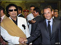 Sarkozy ve Kaddafi
