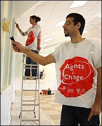 Volunteers painting at Jubilee Centre