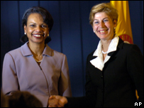 Rice e a ministra das Relações Exteriores da Colômbia, Carolina Barco