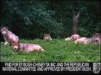 Os lobos na nova propaganda eleitoral de George W. Bush